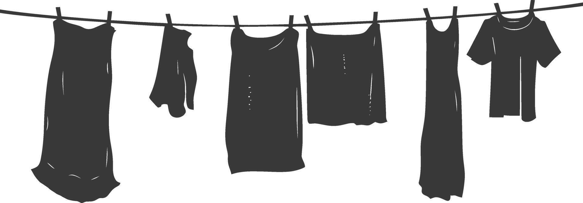 Silhouette clothesline for hanging clothes black color only vector