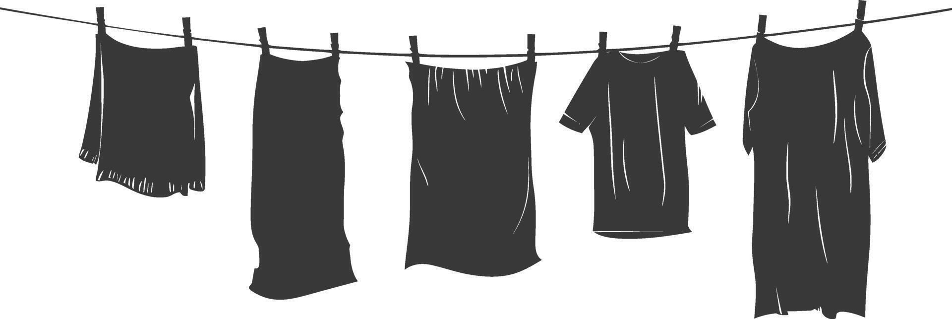 Silhouette clothesline for hanging clothes black color only vector
