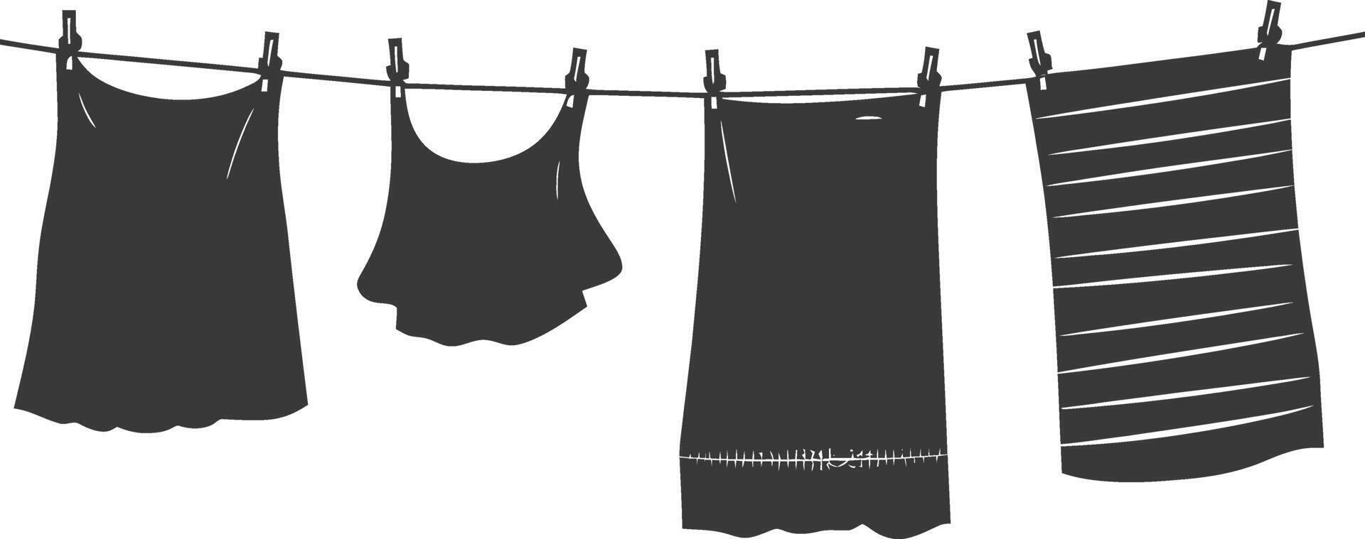 Silhouette clothesline for hanging clothes black color only vector
