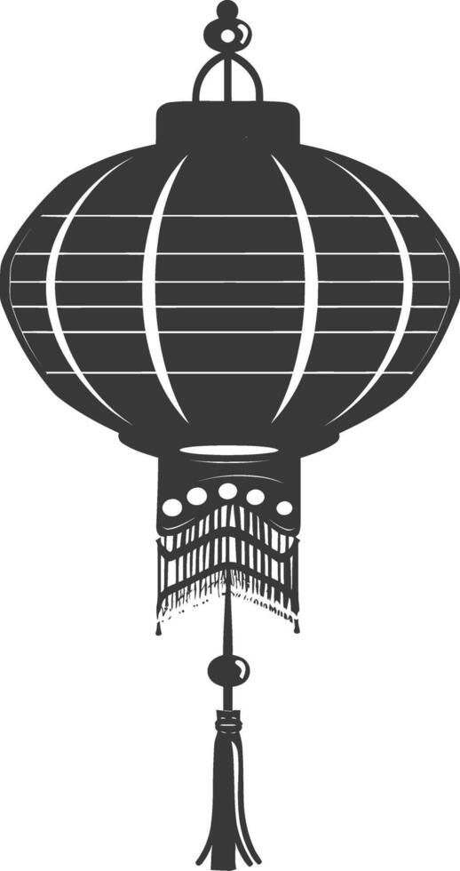 silhouette chinese traditional asian lantern black color only vector