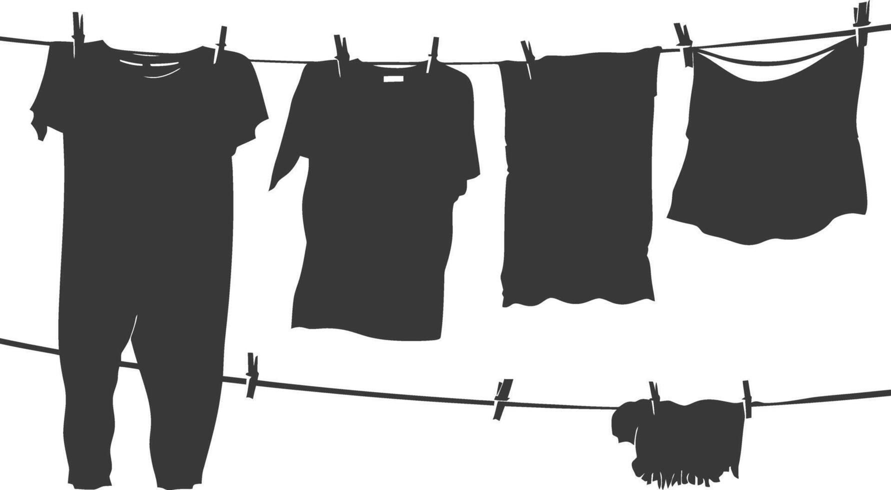 Silhouette clothesline for hanging clothes black color only vector