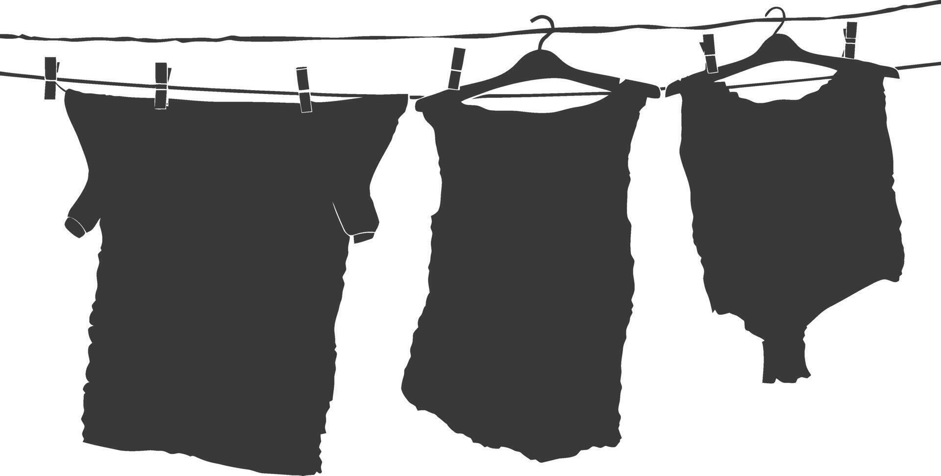 Silhouette clothesline for hanging clothes black color only vector