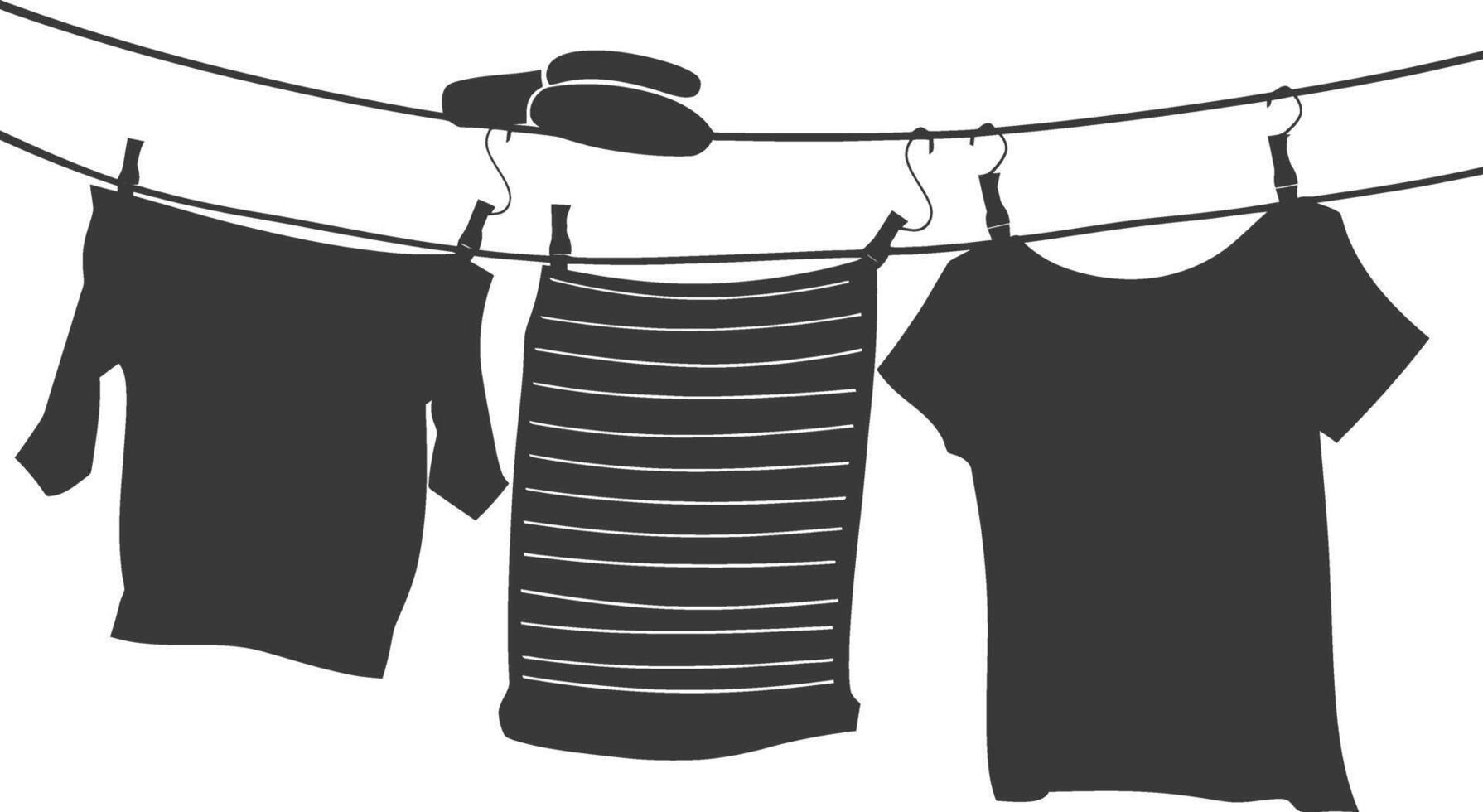 Silhouette clothesline for hanging clothes black color only vector