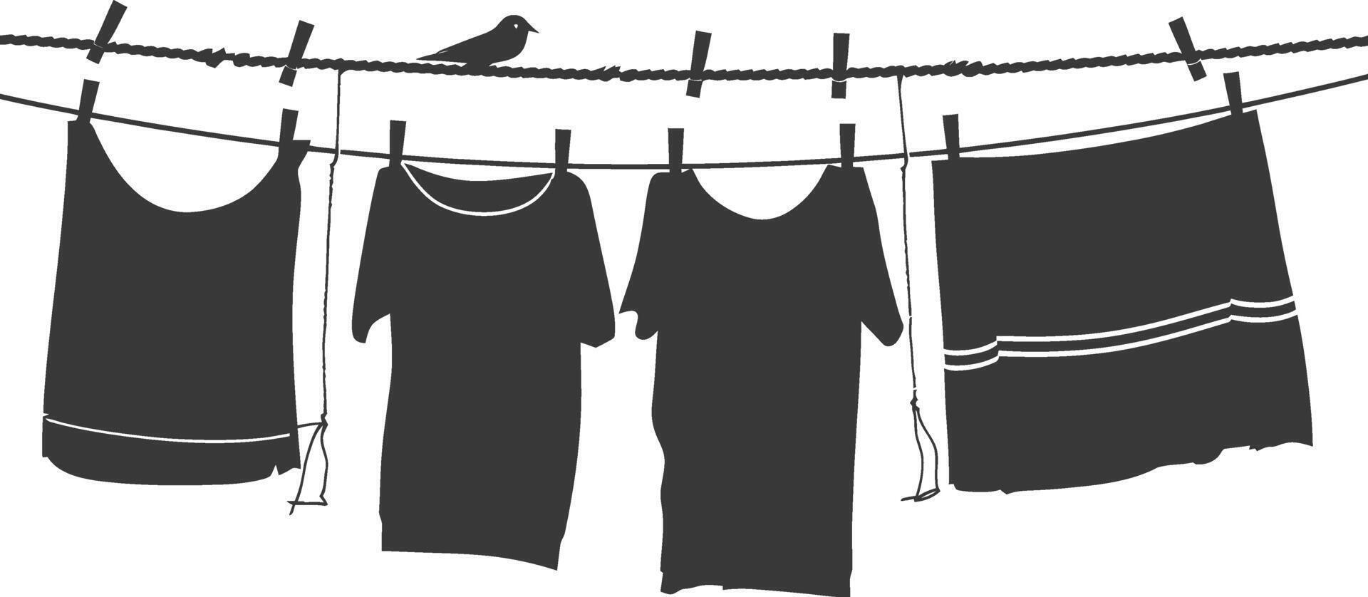 Silhouette clothesline for hanging clothes black color only vector