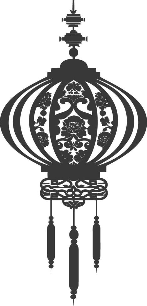 silhouette chinese traditional asian lantern black color only vector