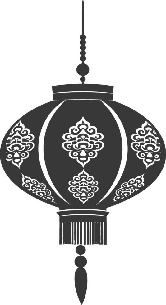 silhouette chinese traditional asian lantern black color only vector