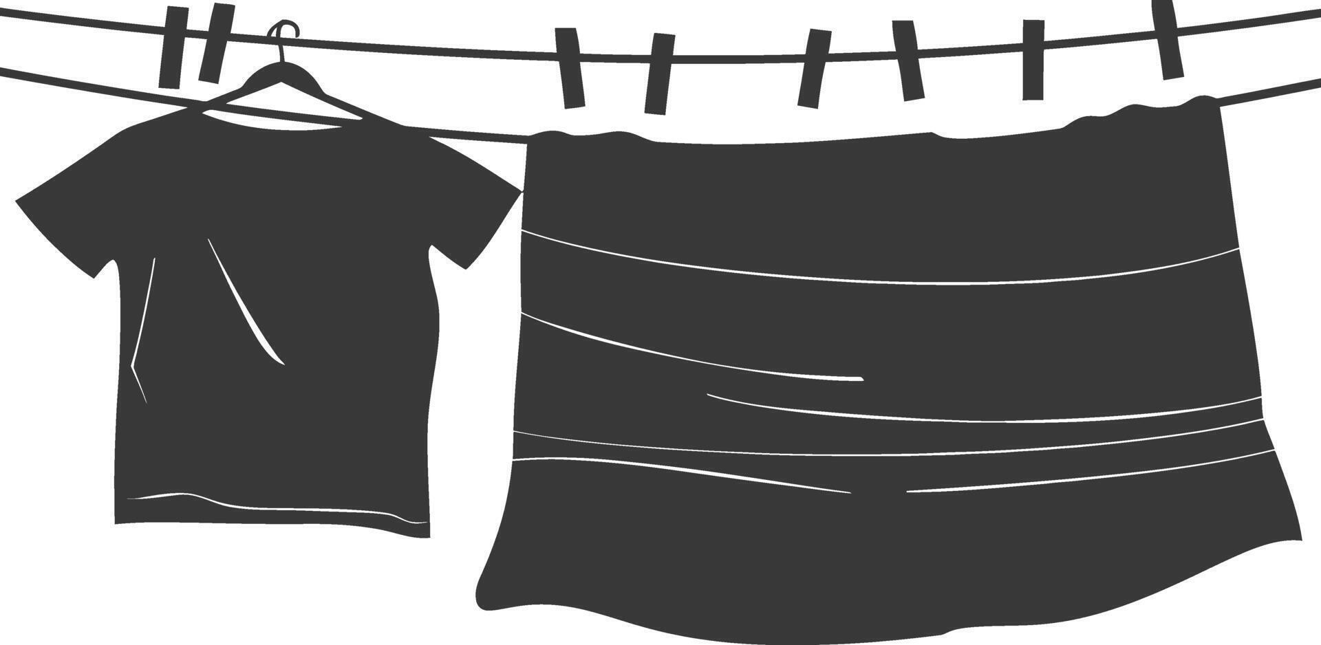 Silhouette clothesline for hanging clothes black color only vector