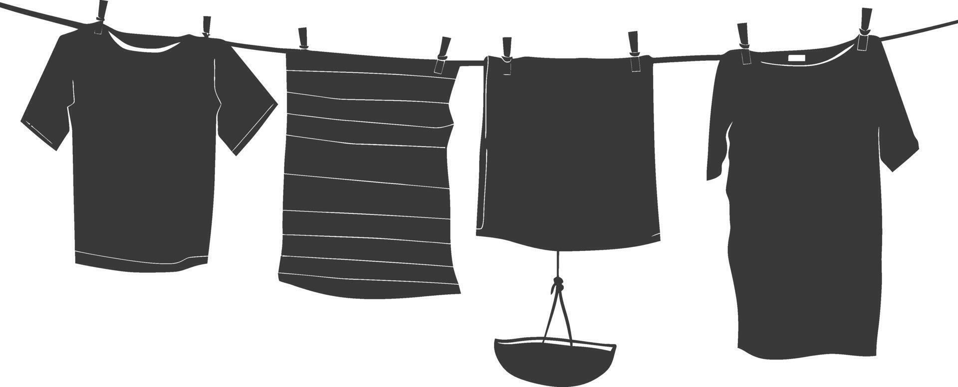 Silhouette clothesline for hanging clothes black color only vector