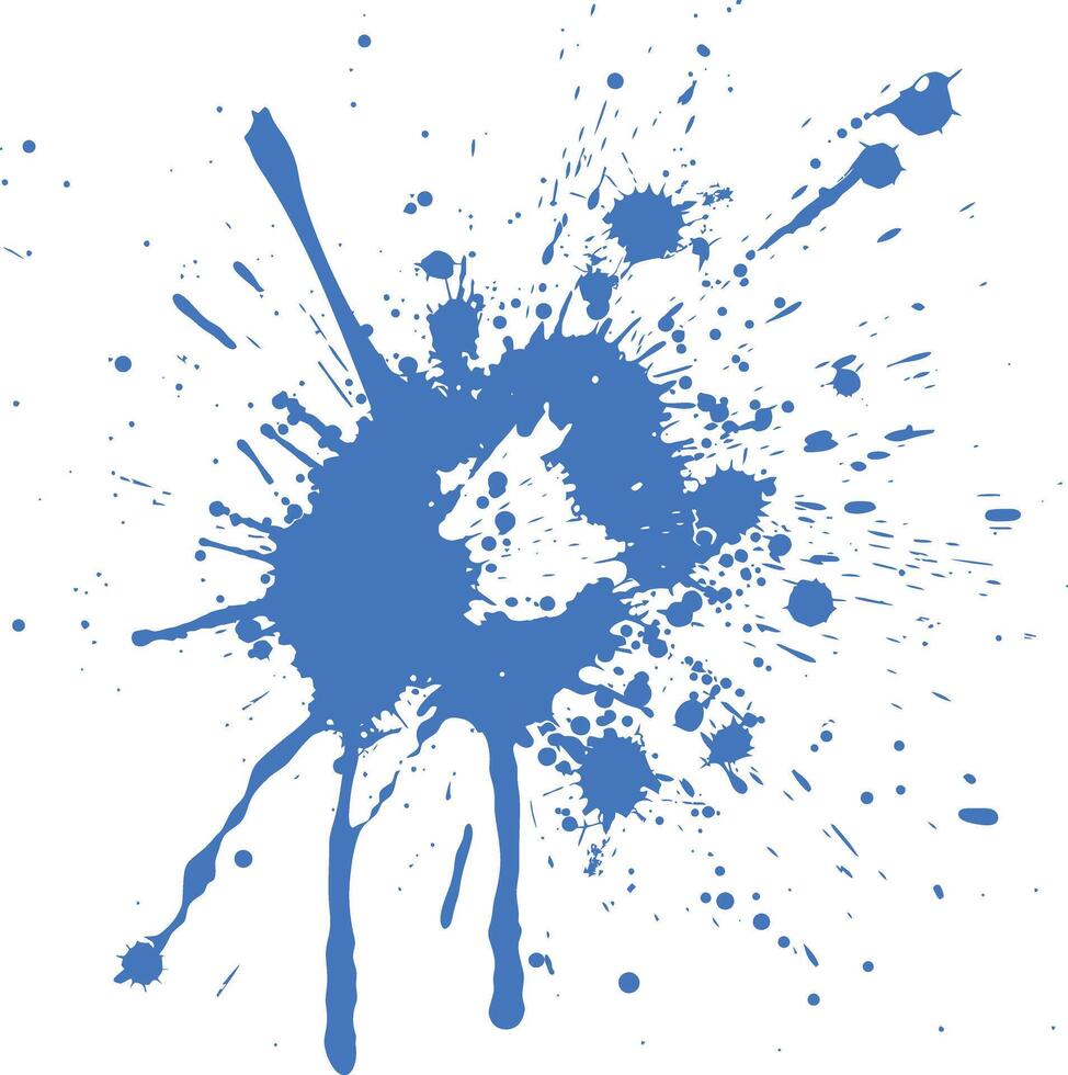 blue paint ink water liquid splatter one color vector