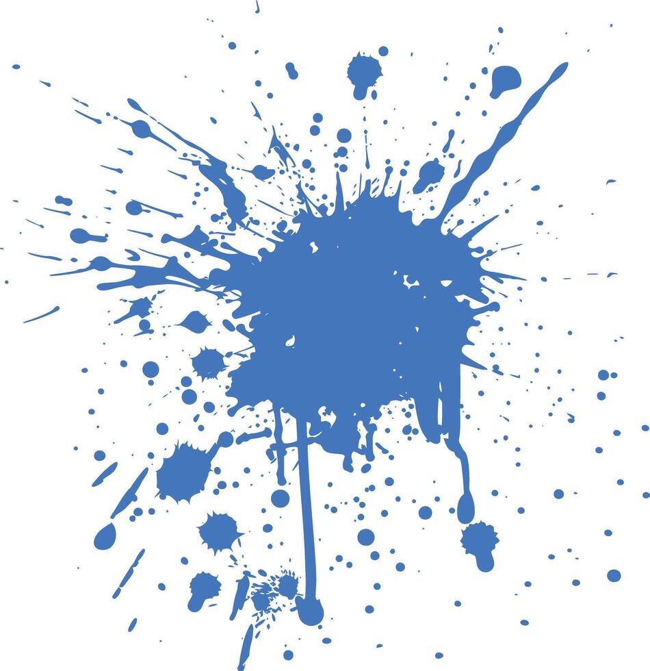 blue paint ink water liquid splatter one color vector