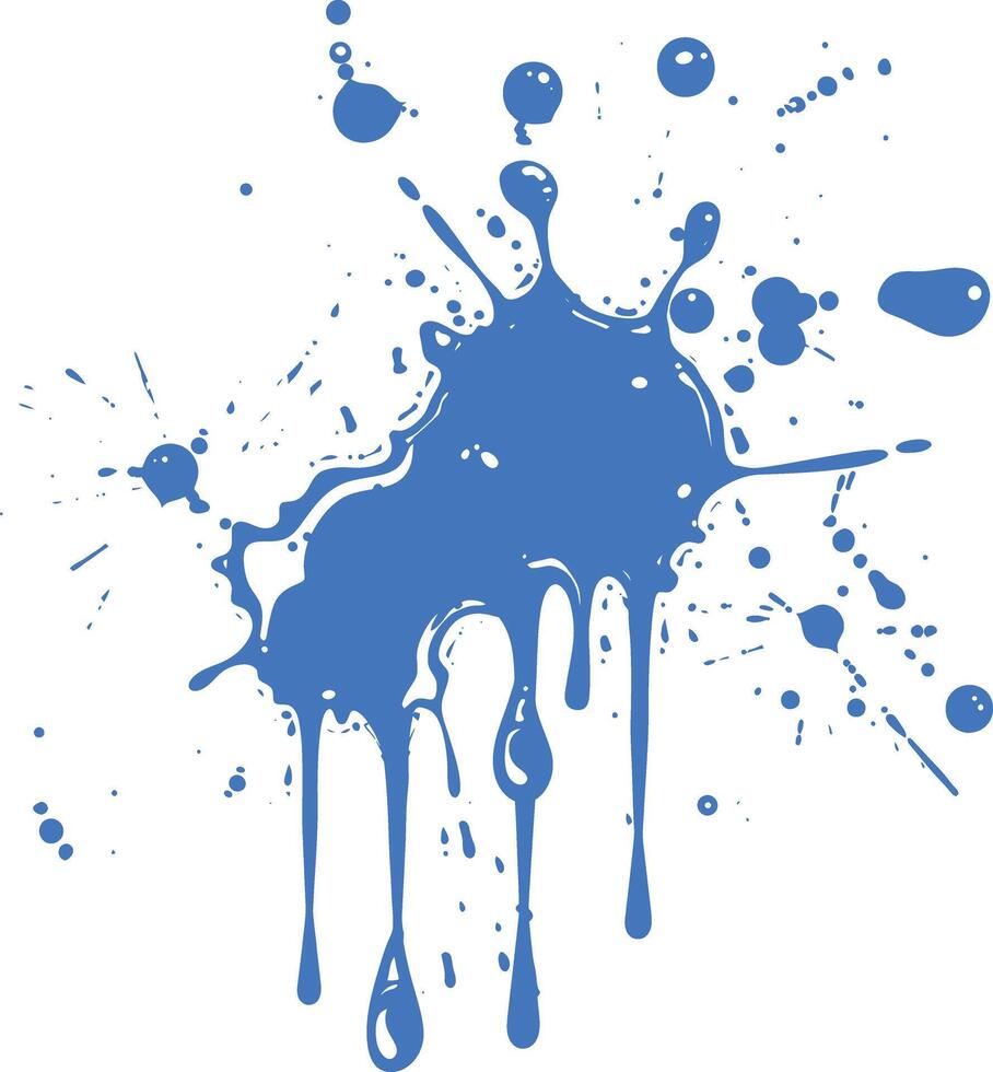 blue paint ink water liquid splatter one color vector