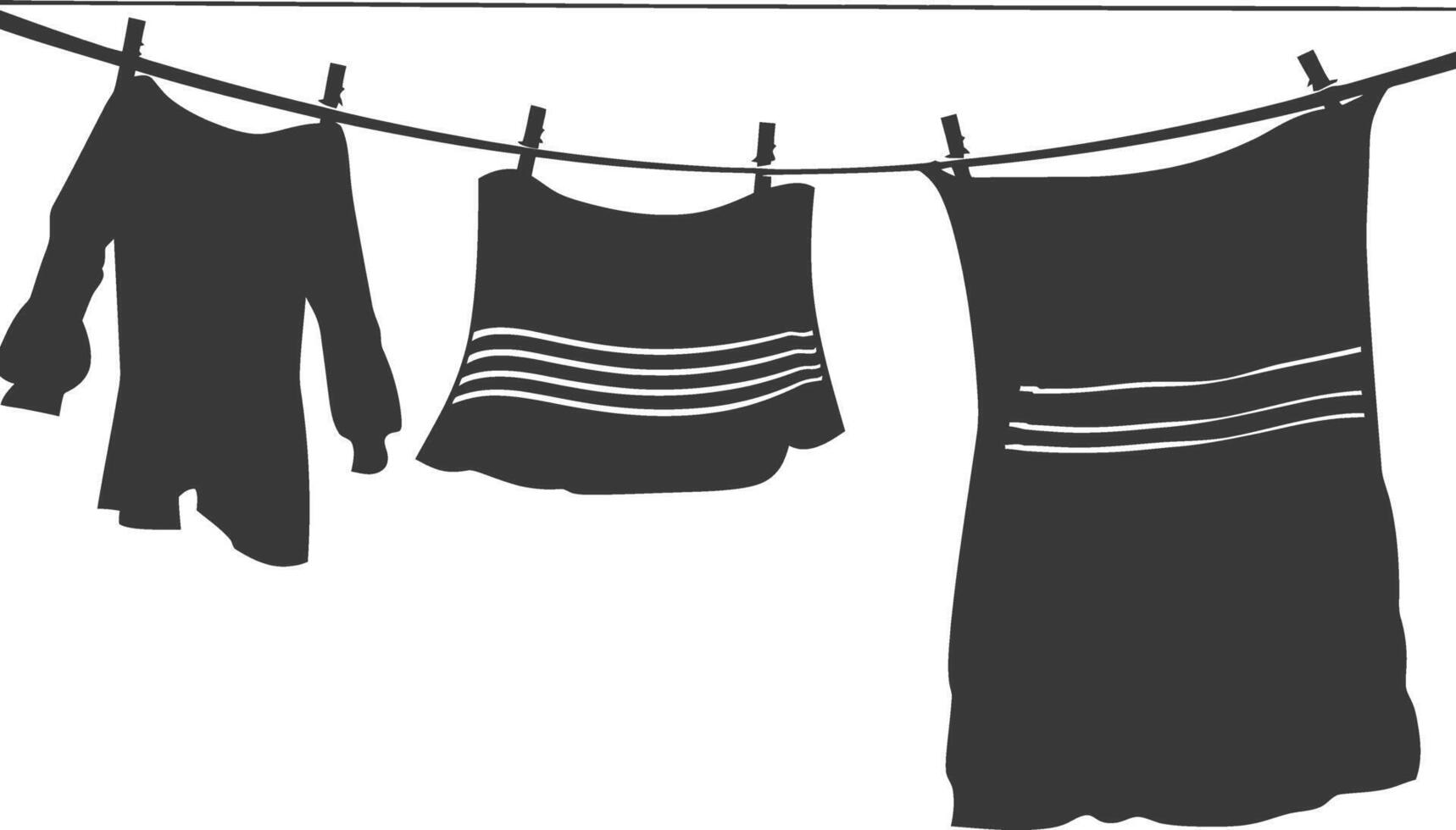 Silhouette clothesline for hanging clothes black color only vector