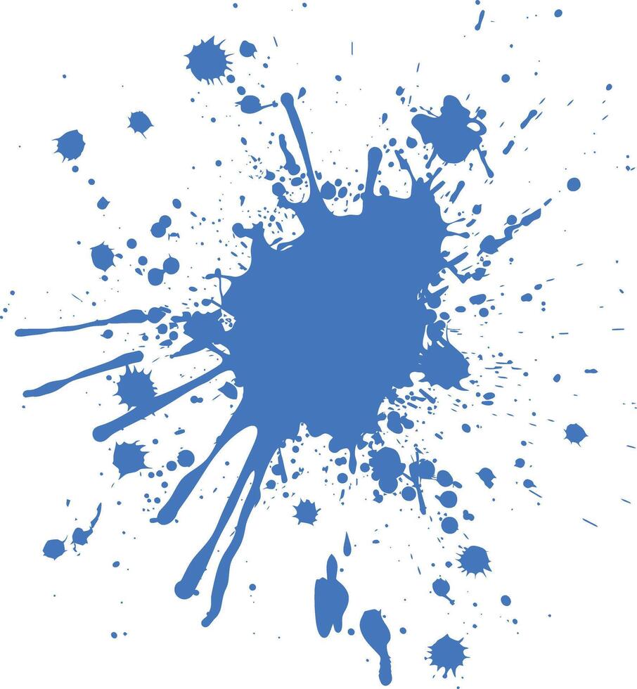 blue paint ink water liquid splatter one color vector