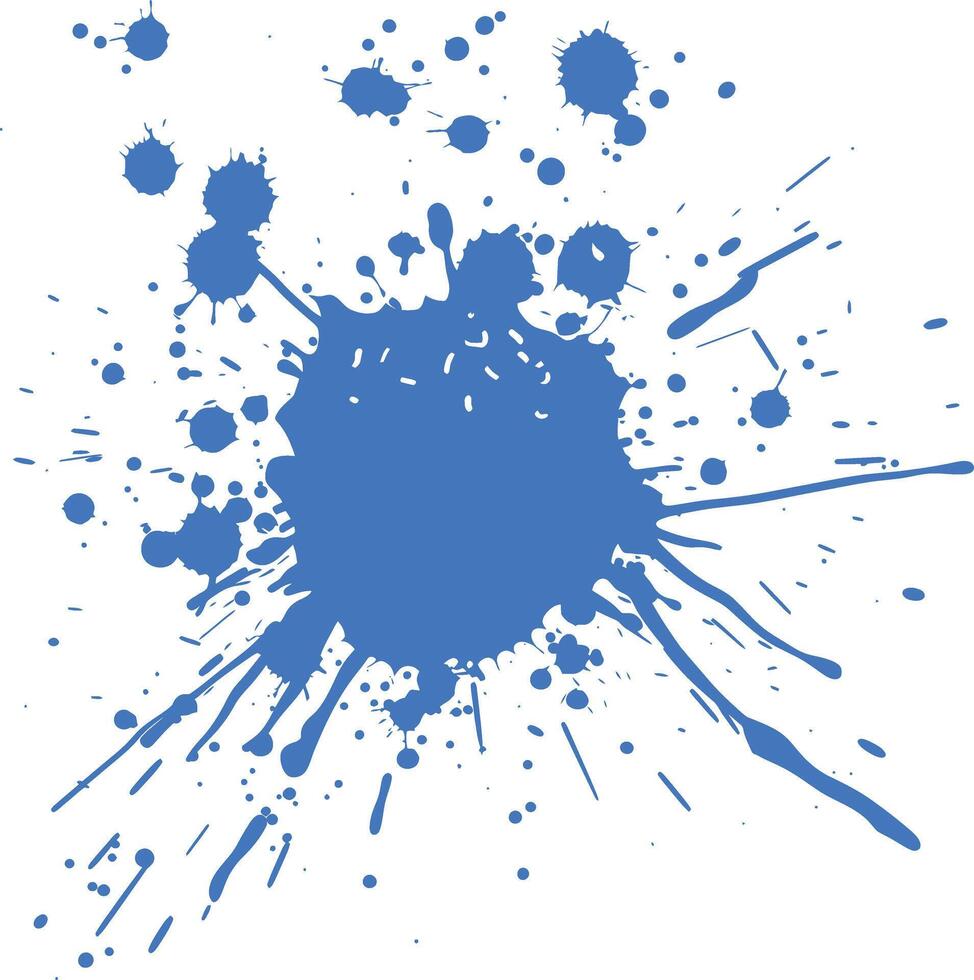 blue paint ink water liquid splatter one color vector