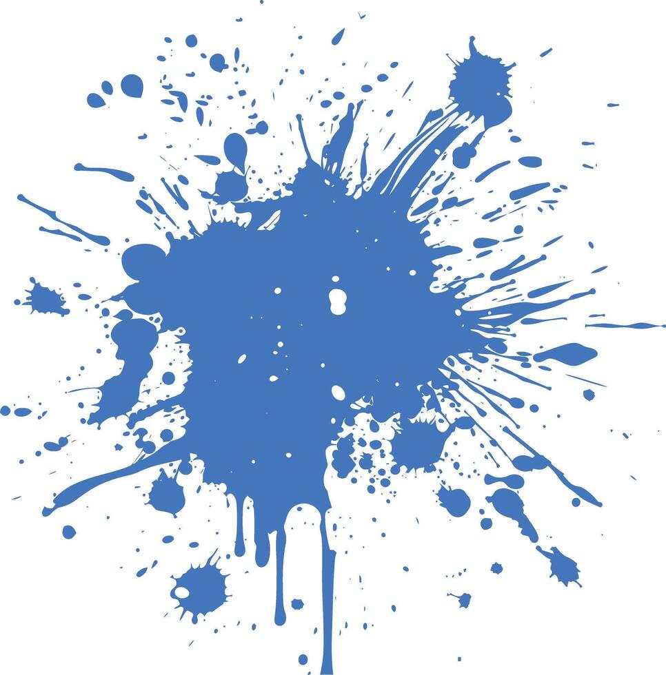 blue paint ink water liquid splatter one color vector