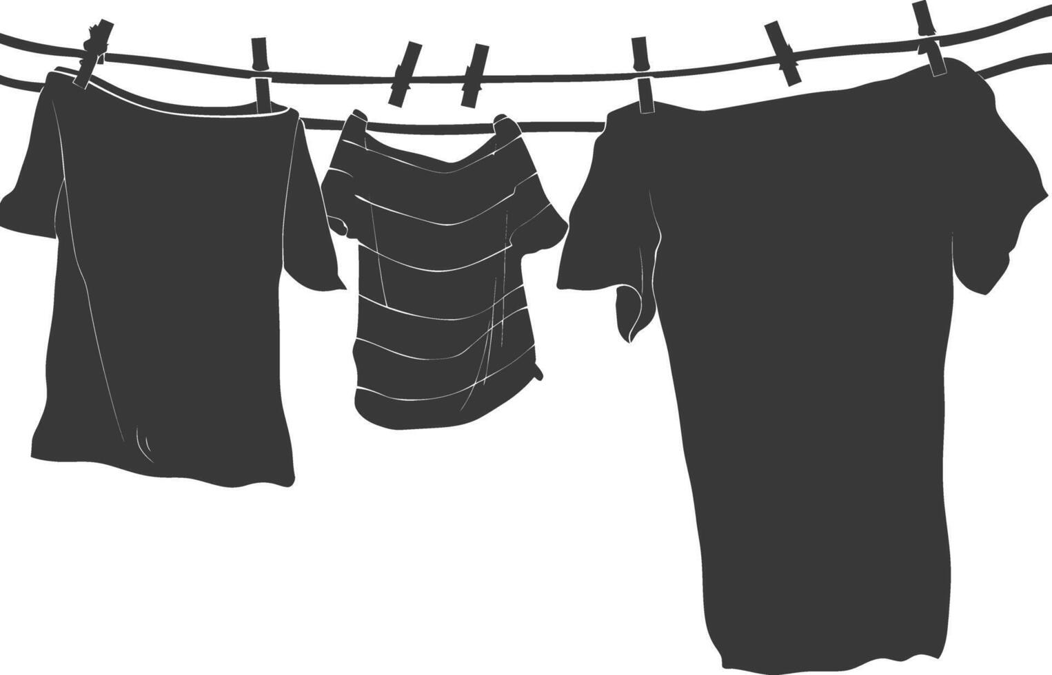 Silhouette clothesline for hanging clothes black color only vector