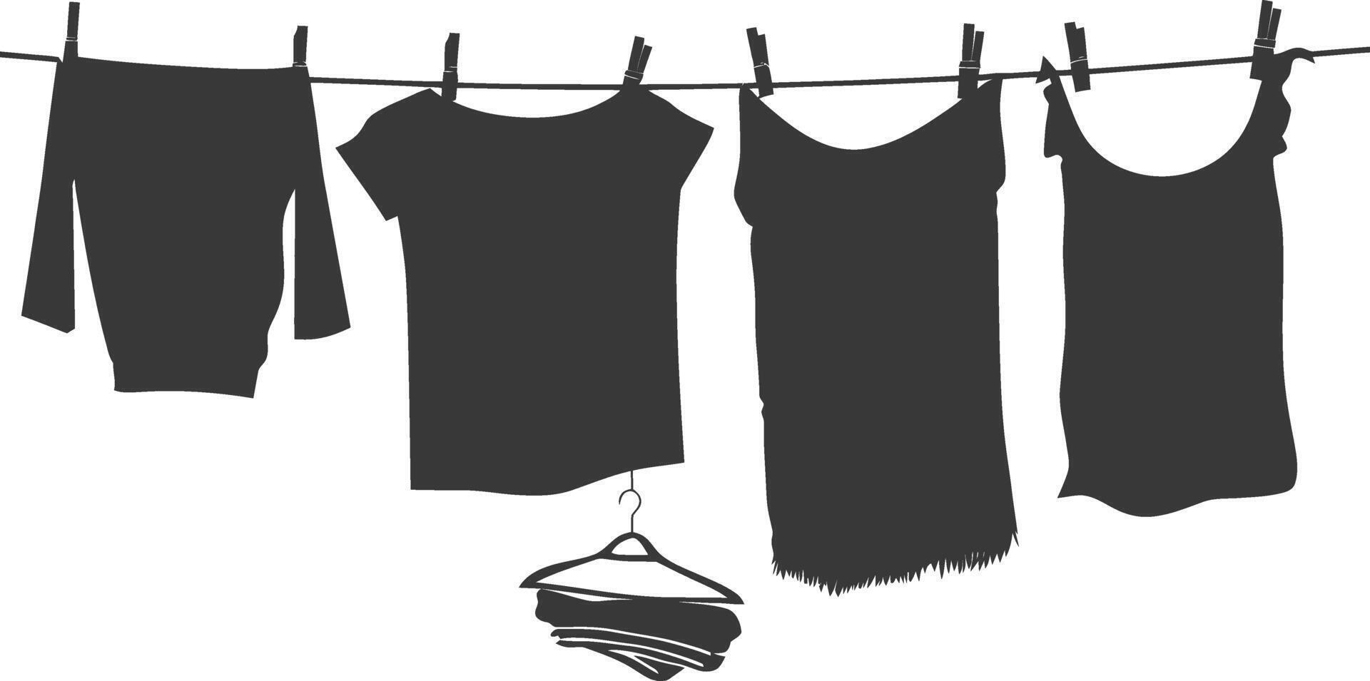 Silhouette clothesline for hanging clothes black color only vector