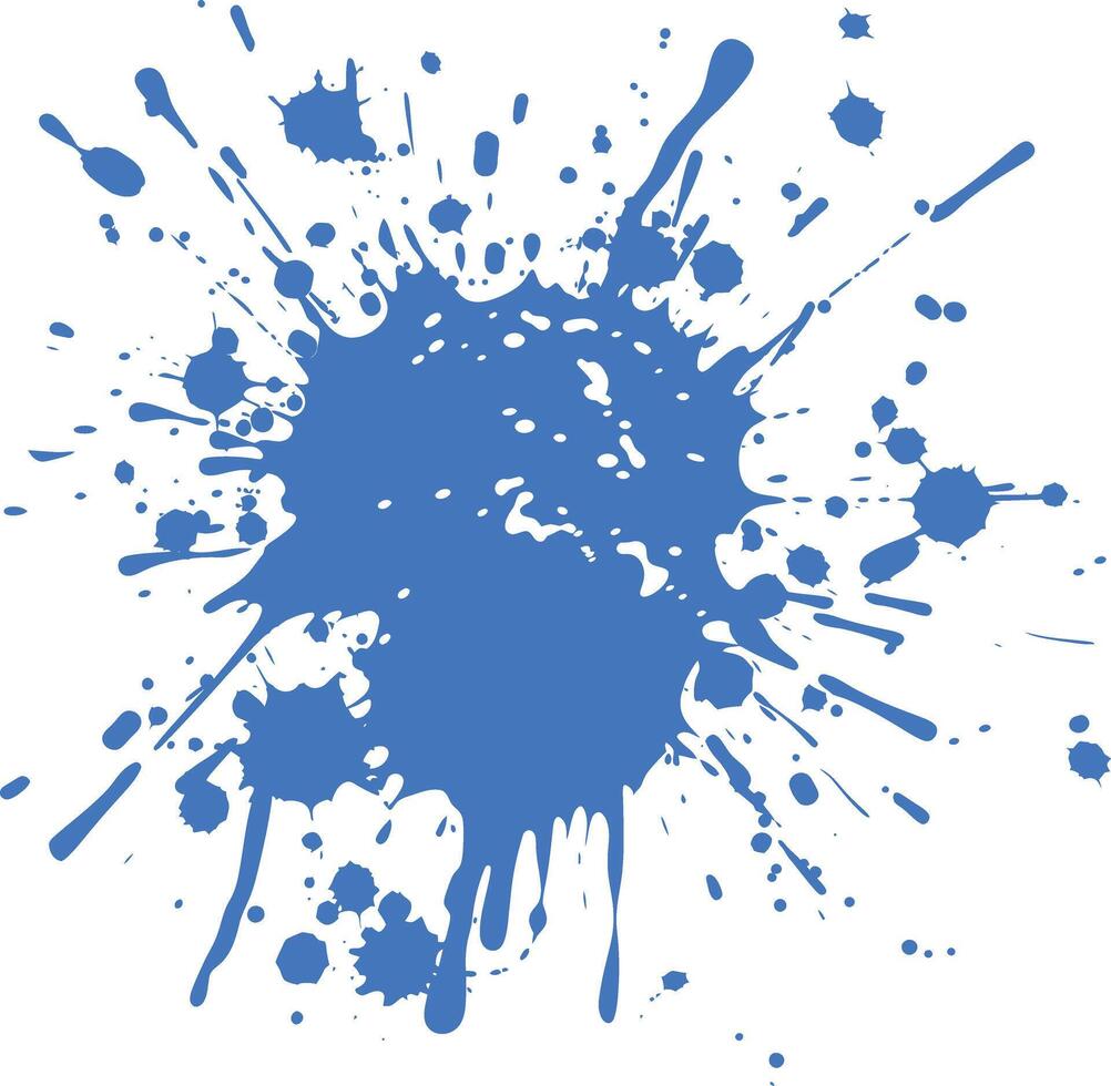 blue paint ink water liquid splatter one color vector