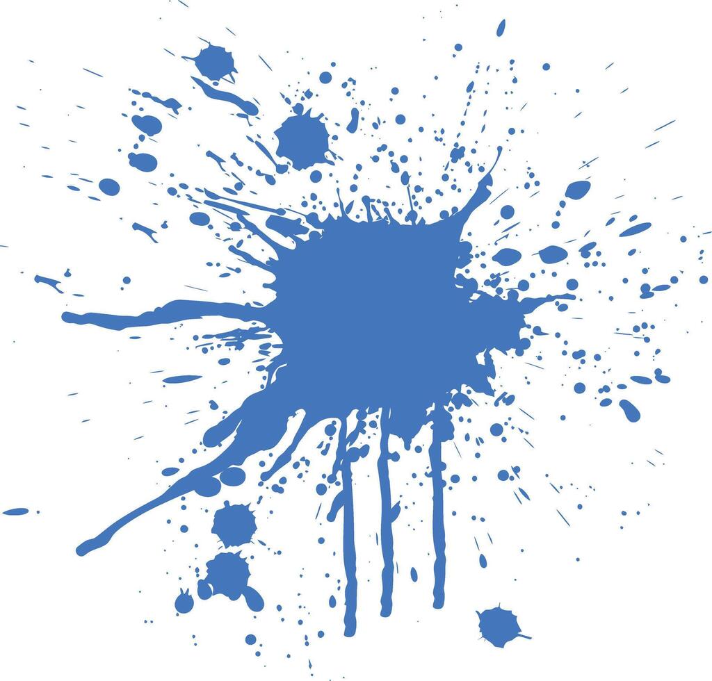 blue paint ink water liquid splatter one color vector