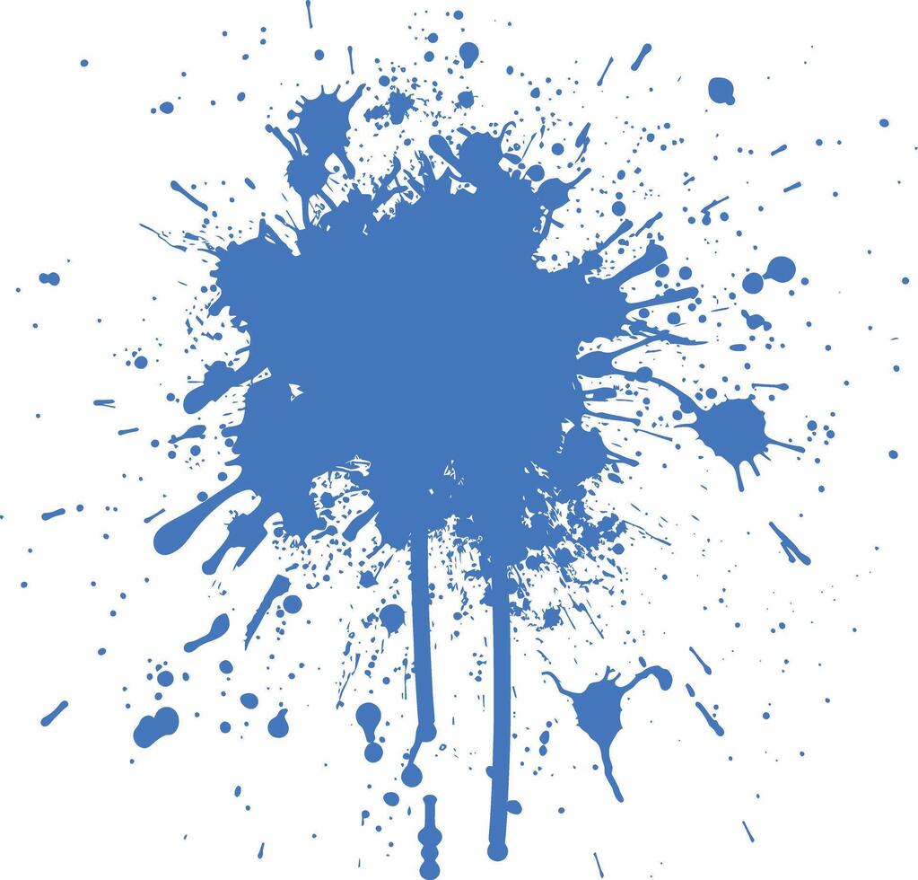 blue paint ink water liquid splatter one color vector