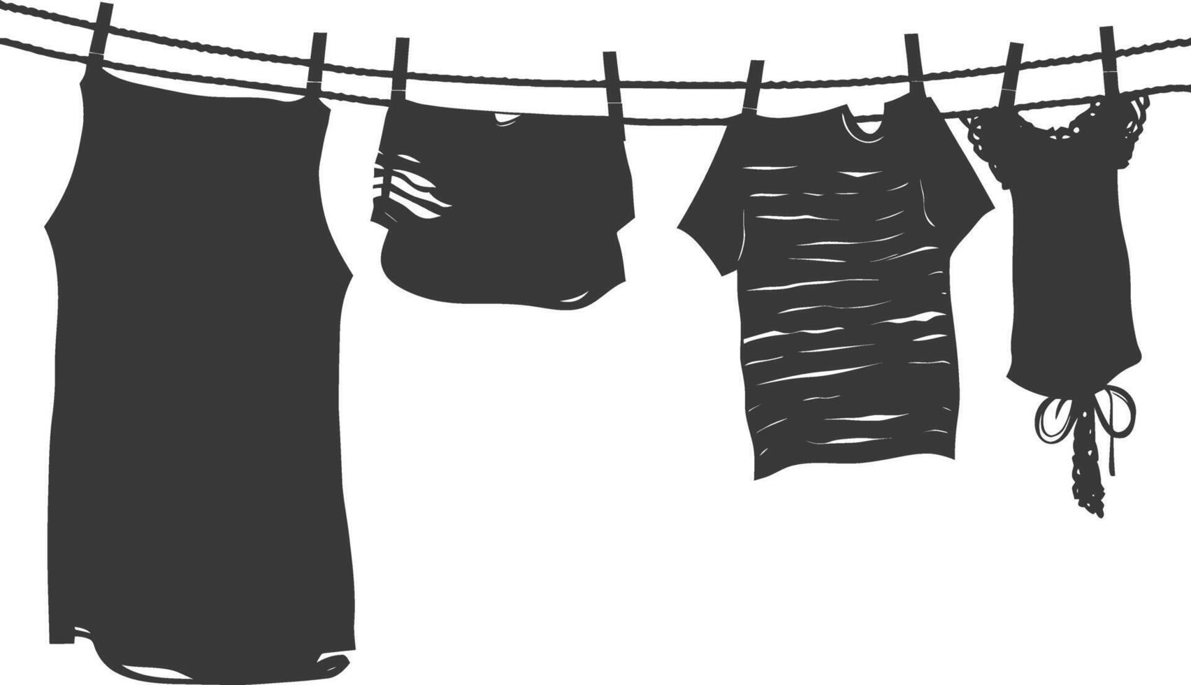 Silhouette clothesline for hanging clothes black color only vector