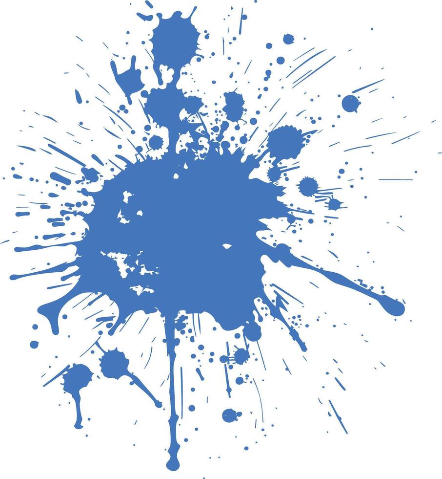 blue paint ink water liquid splatter one color vector