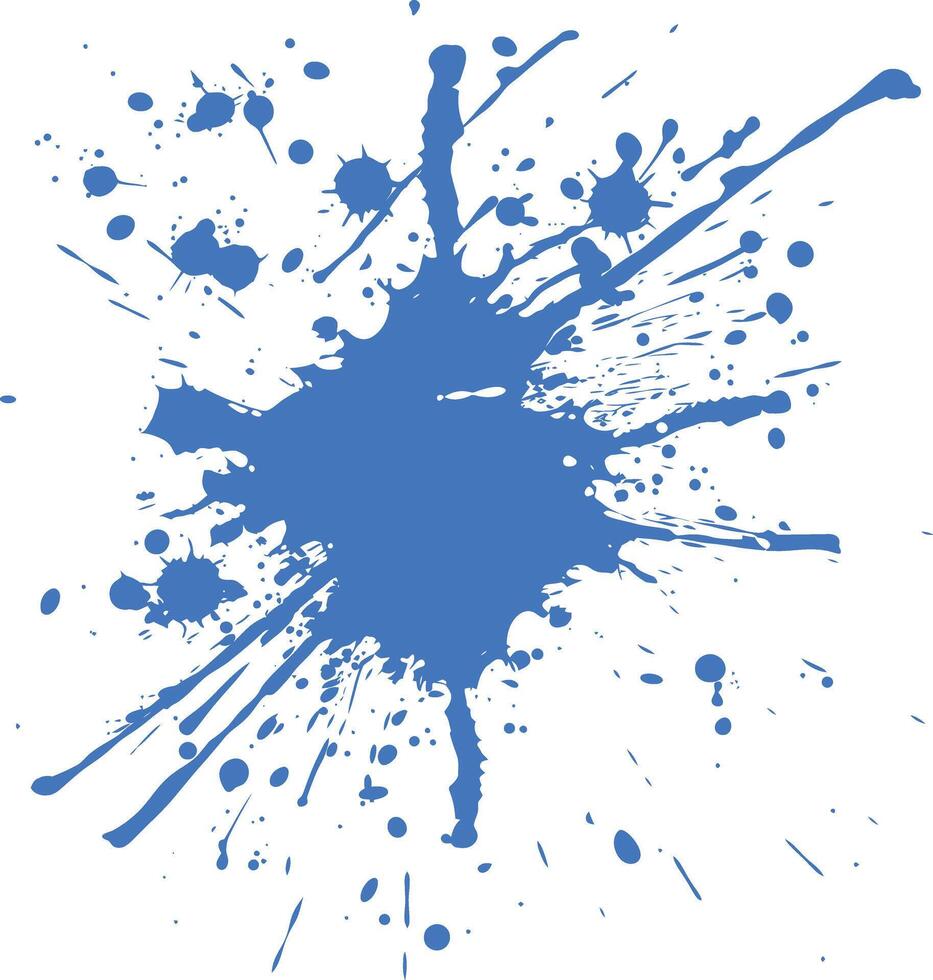 blue paint ink water liquid splatter one color vector