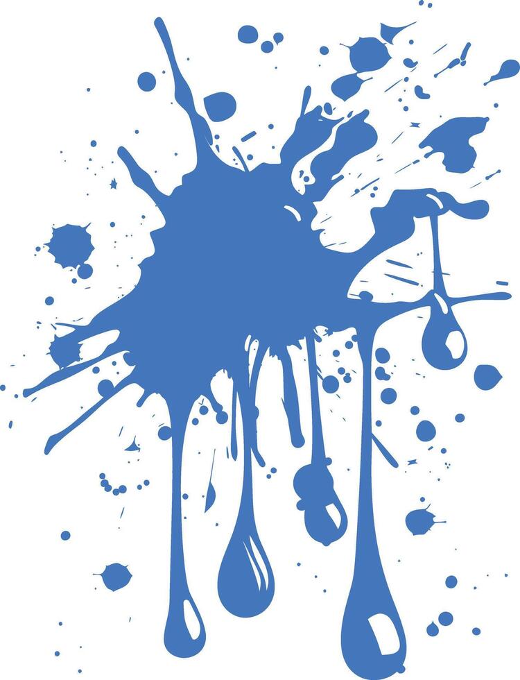 blue paint ink water liquid splatter one color vector