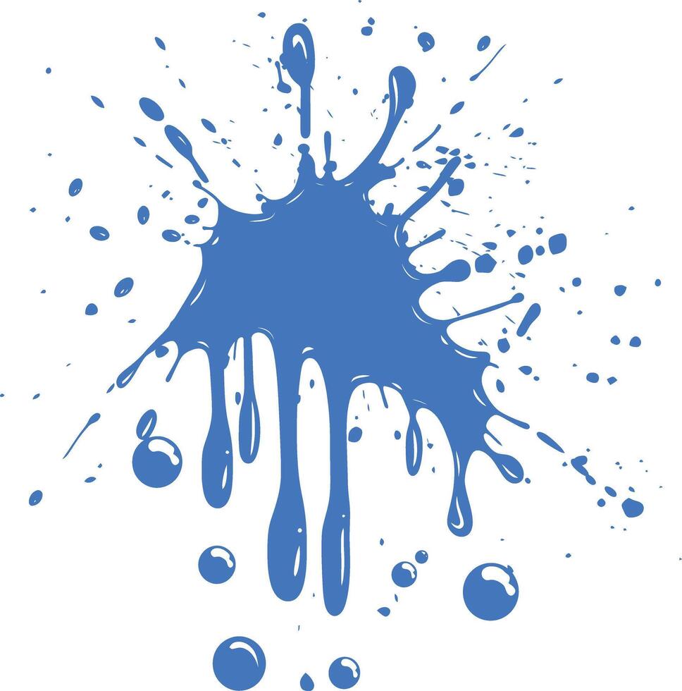 azul pintar tinta agua líquido salpicar uno color vector