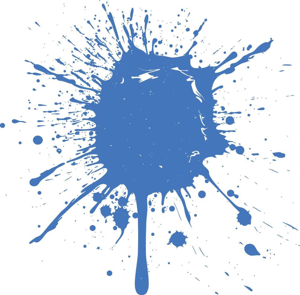 blue paint ink water liquid splatter one color vector