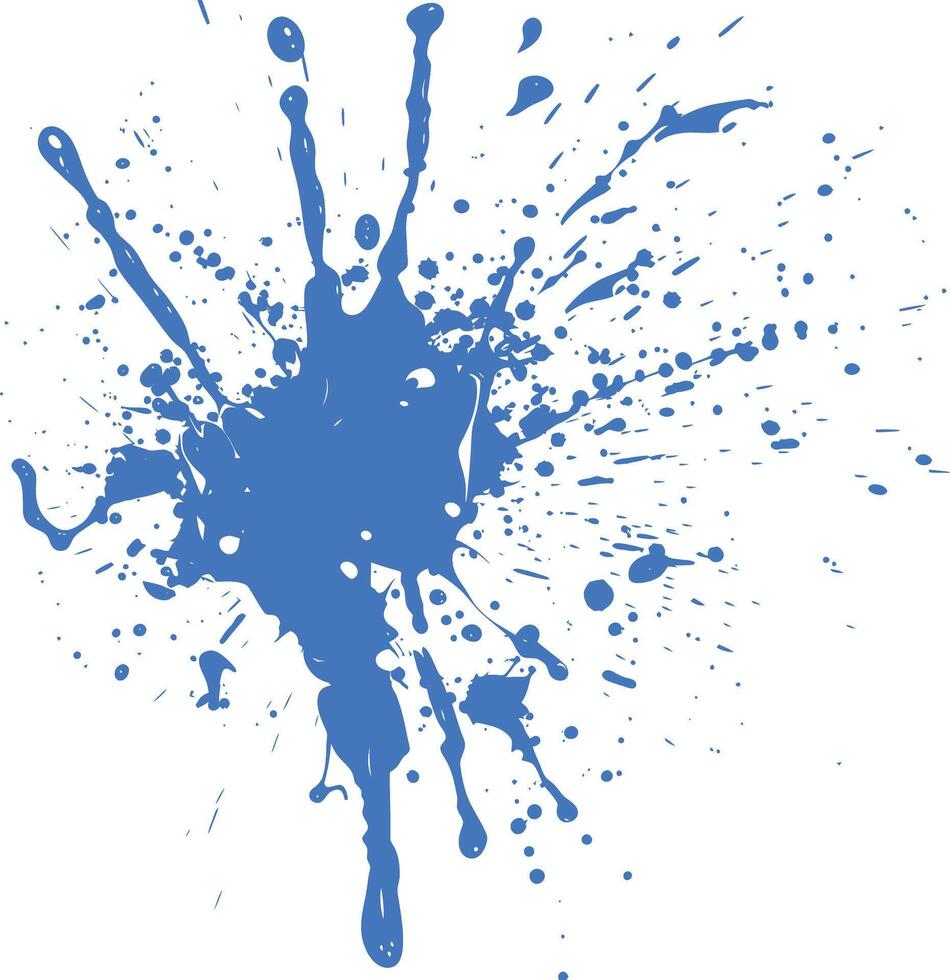 blue paint ink water liquid splatter one color vector