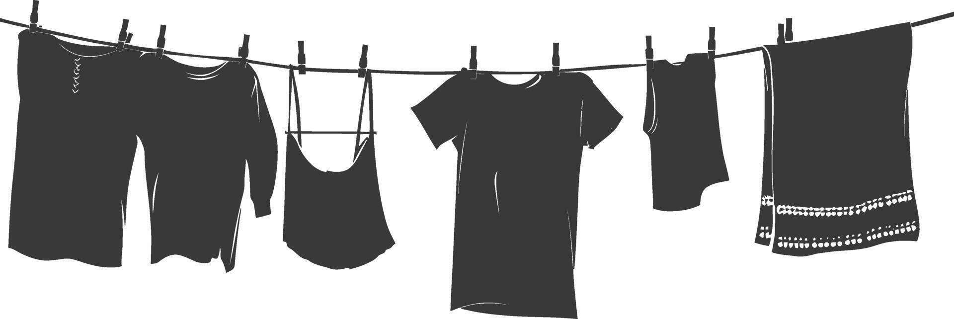 silueta tendedero para colgando ropa negro color solamente vector