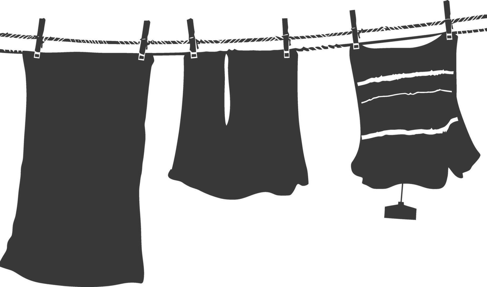 Silhouette clothesline for hanging clothes black color only vector