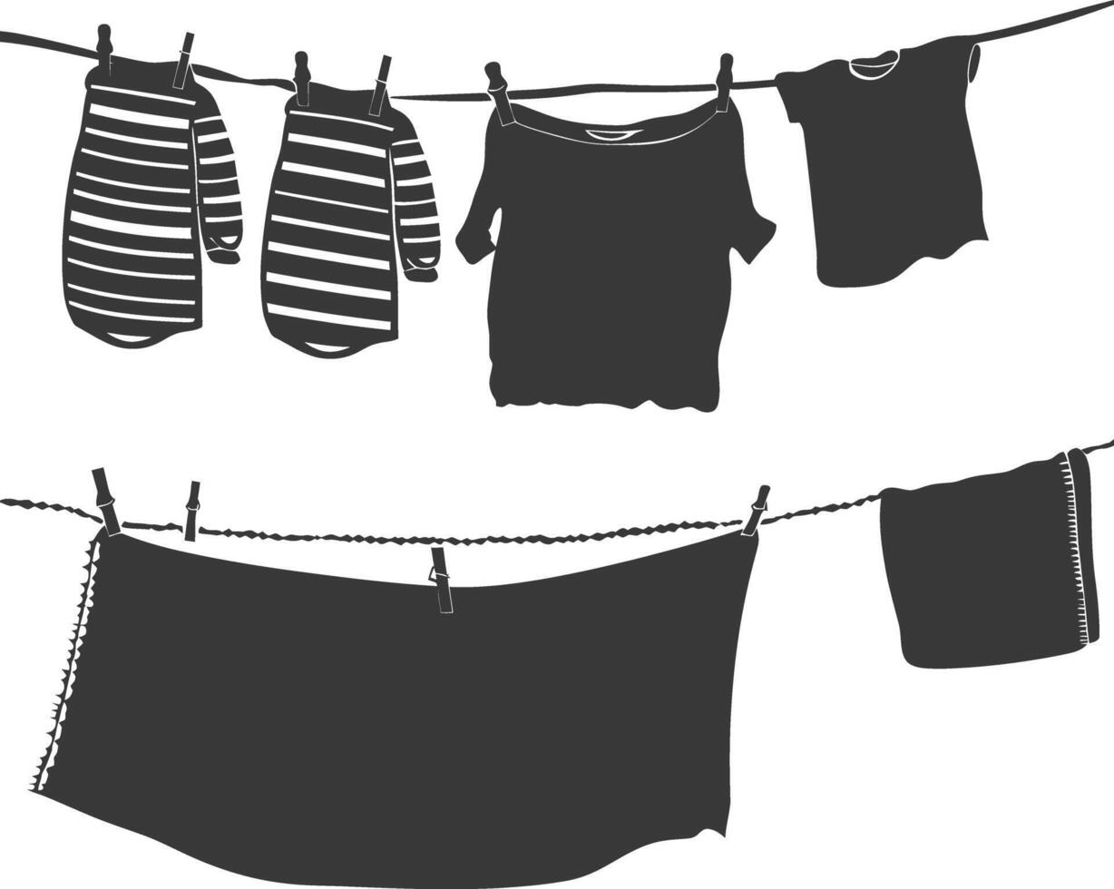 Silhouette clothesline for hanging clothes black color only vector