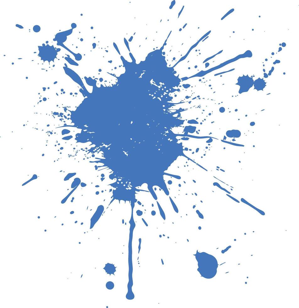 blue paint ink water liquid splatter one color vector