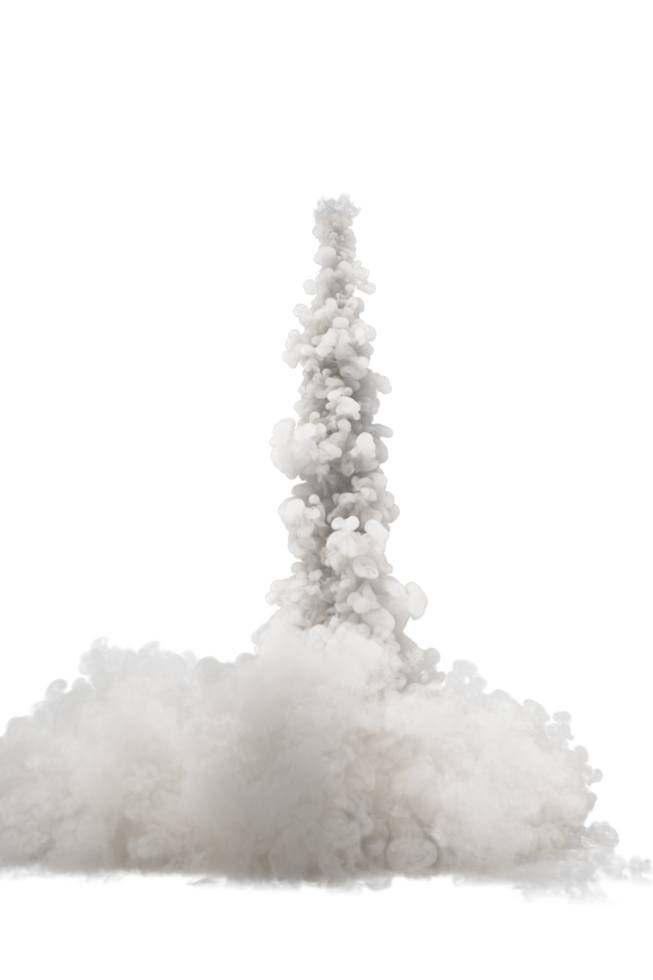 Smoke of rocket launch on transparent background png