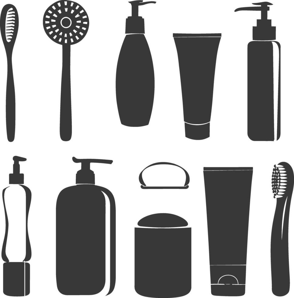 Silhouette toiletries equipment black color only vector