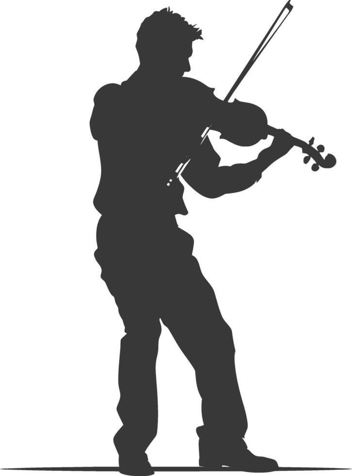 Silhouette violist in action full body black color only vector