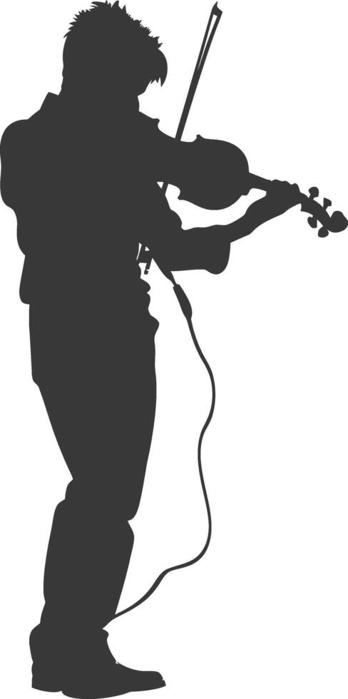 Silhouette violist in action full body black color only vector