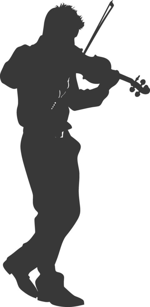 Silhouette violist in action full body black color only vector