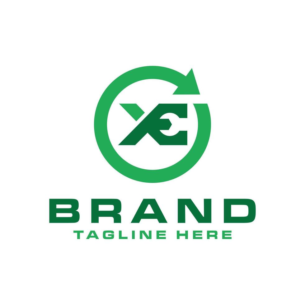 car parts illustration logo with the letter XE vector