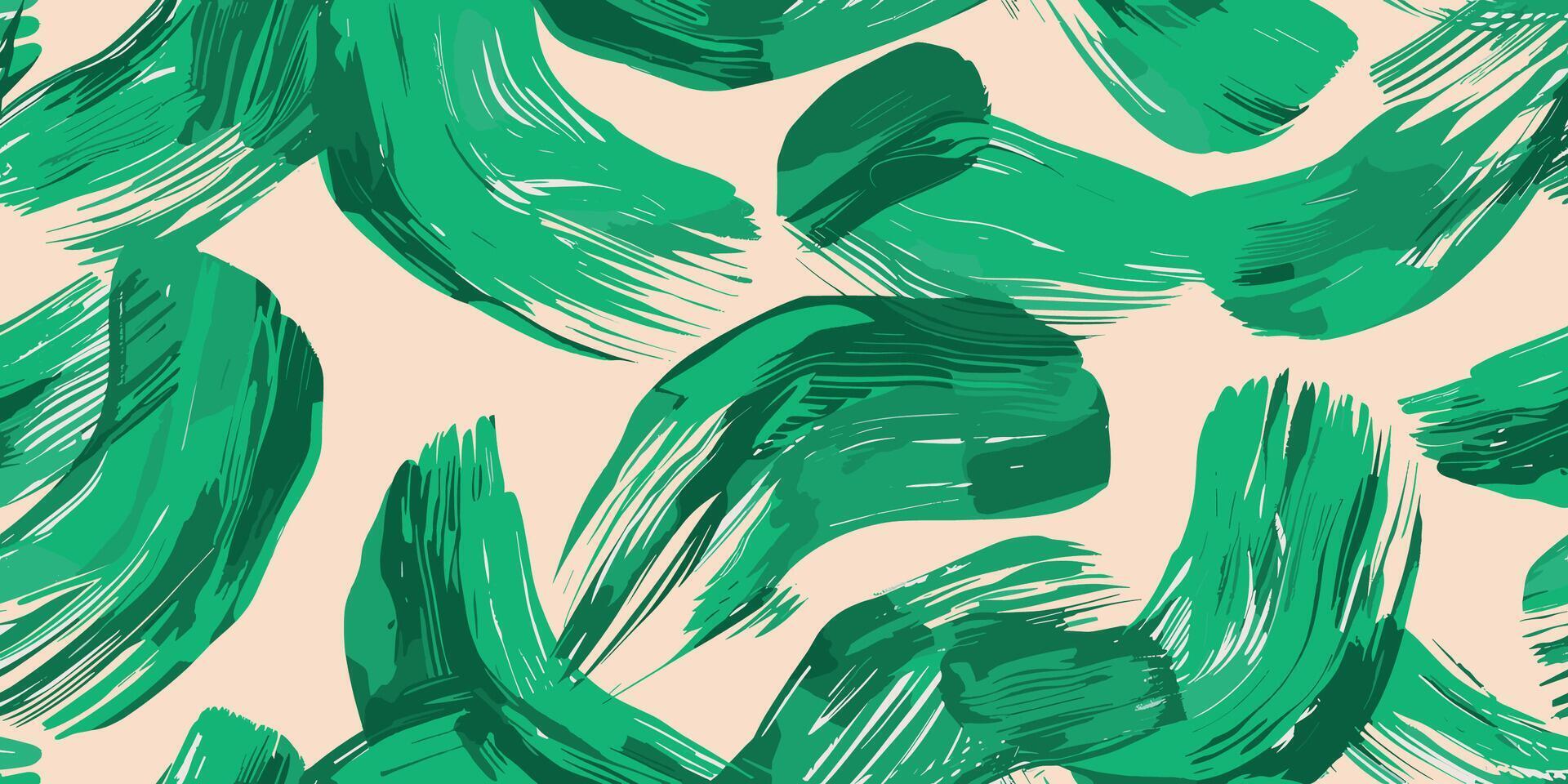 Seamless pattern with green brush strokes. Hand drawn abstract seamless pattern. Ethnic background, African flat style. Seamless Grunge fabric texture. Paint brush strokes seamless vector