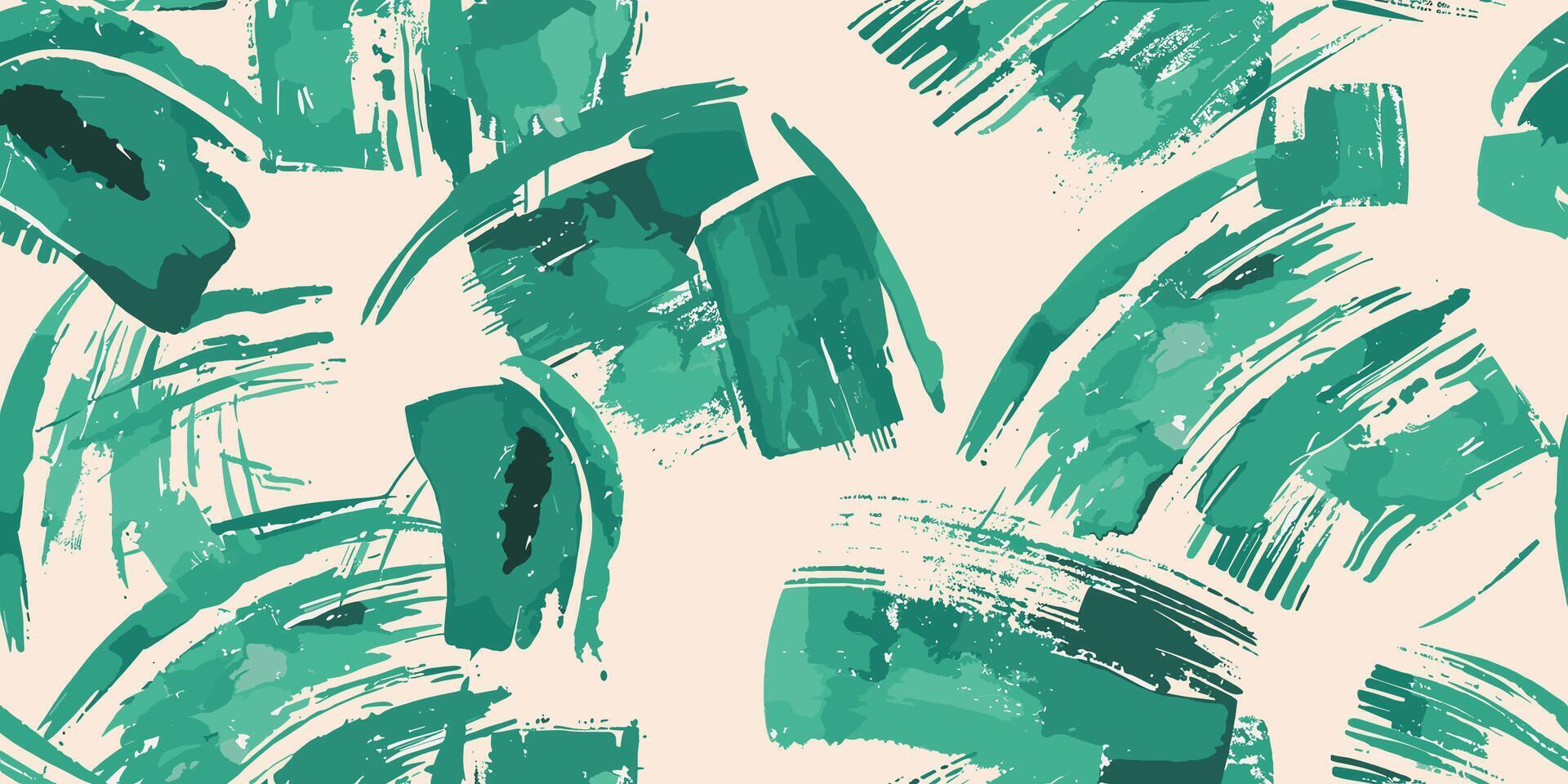 Seamless pattern with green brush strokes. Hipster seamless pattern with brush stroke elements. Stylish abstract background. Geometric doodle seamless pattern with different brush stroke vector