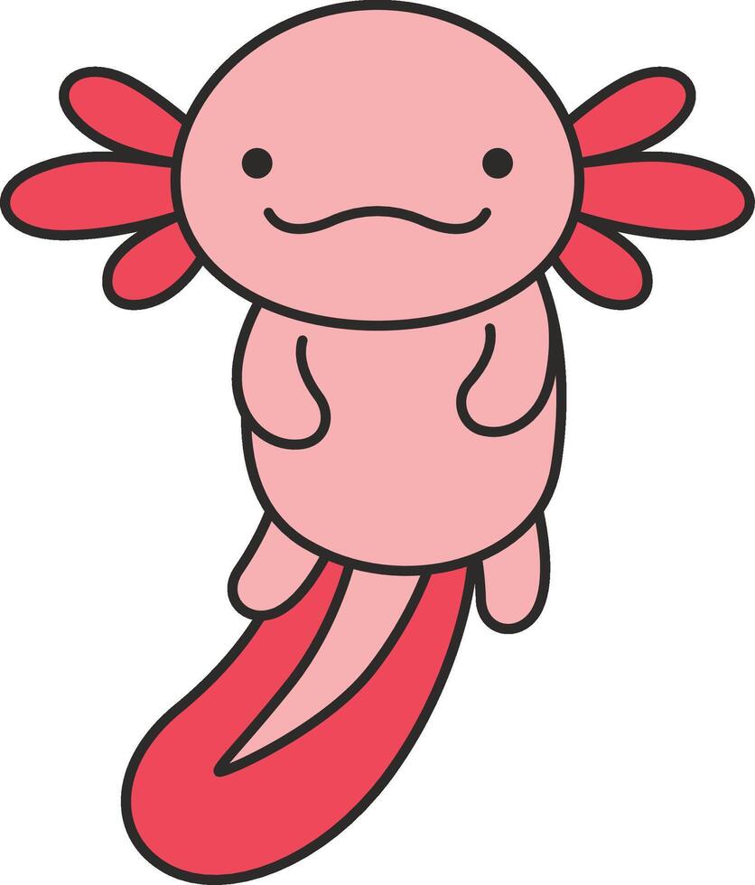 Cute cartoon axolotl illustration vector