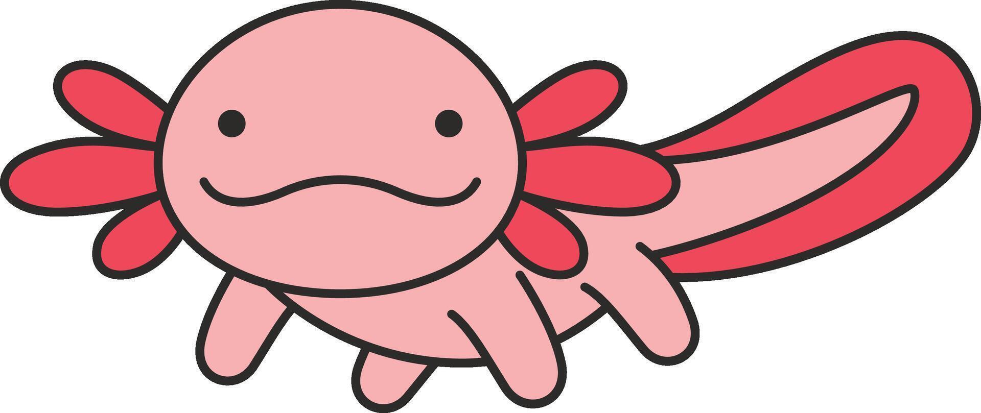 Cute cartoon axolotl illustration vector