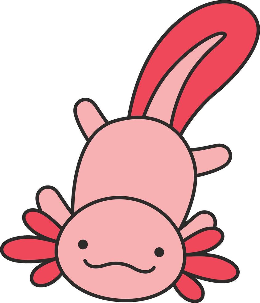 Cute cartoon axolotl illustration vector