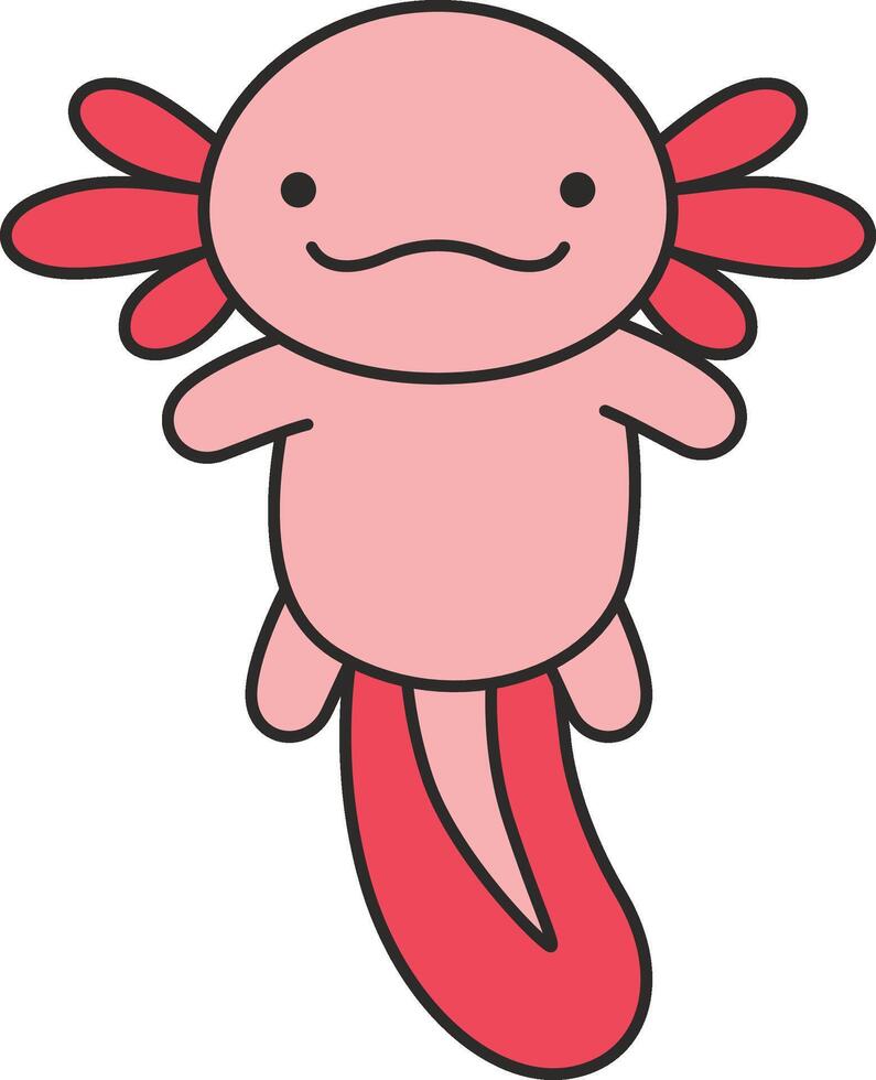 Cute cartoon axolotl illustration vector