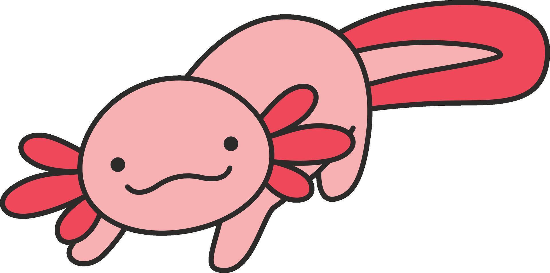 Cute cartoon axolotl illustration vector
