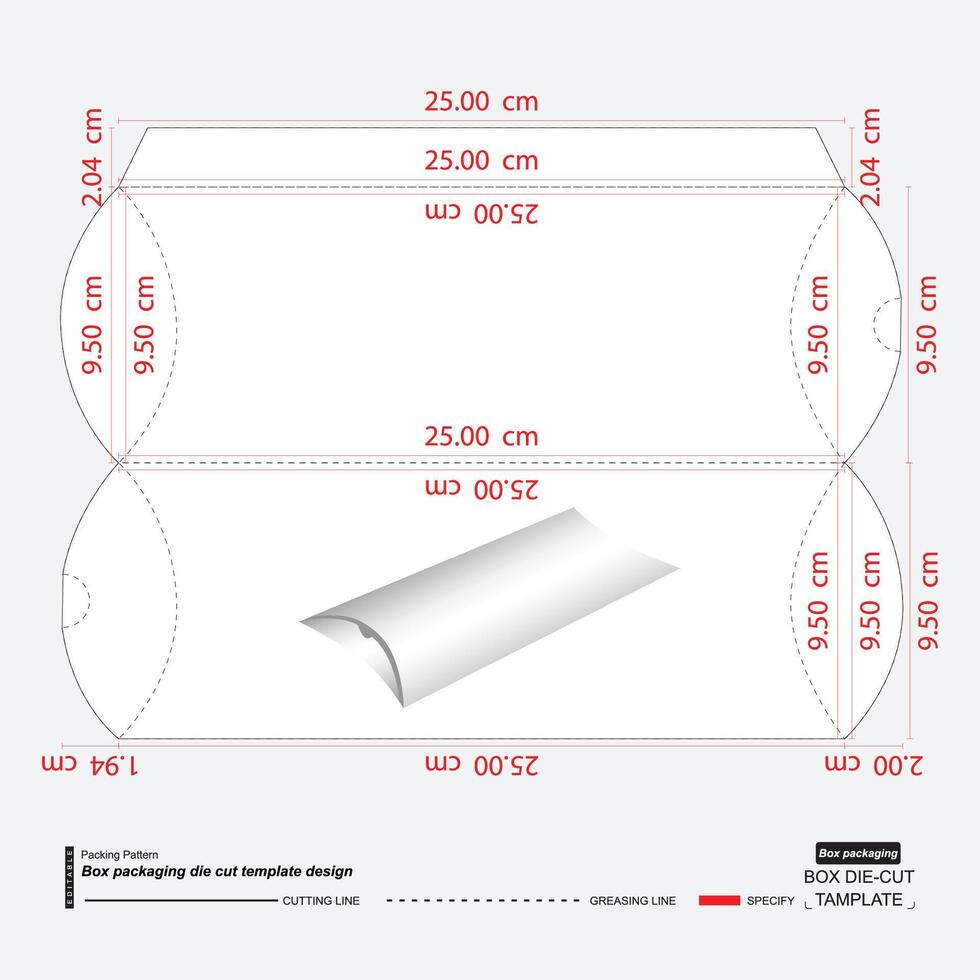 almohada caja modelo embalaje vector