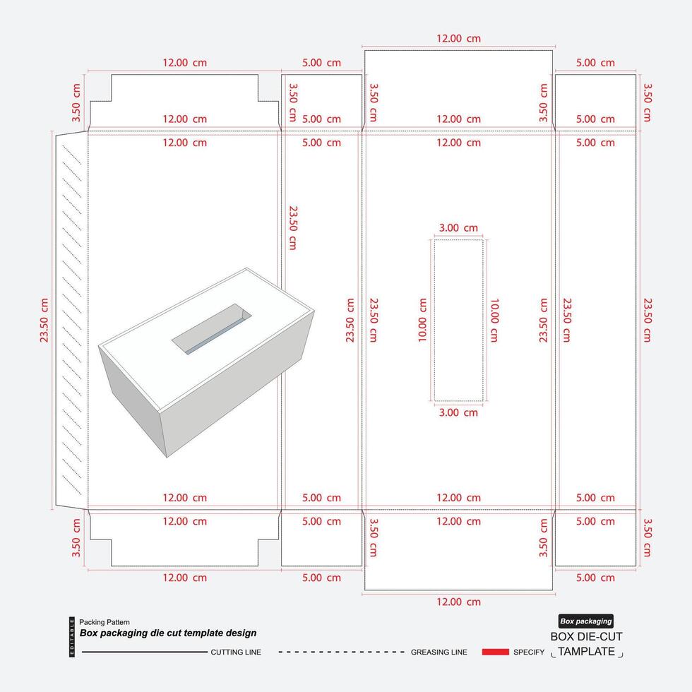 Packaging tissue box dieline vector